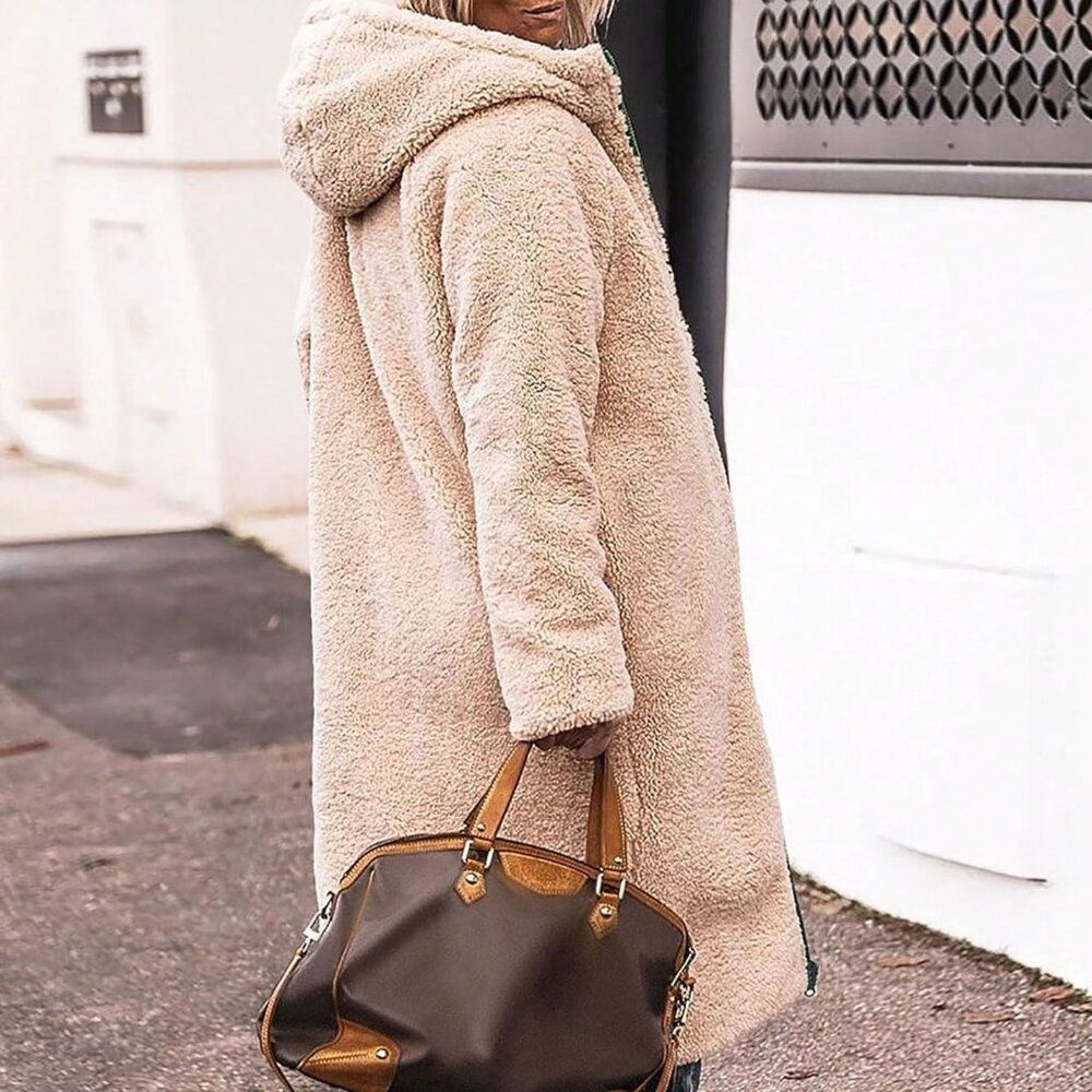 Navy Blue Casual Women's Reversible Hooded Mid-Length Thick Padded Jacket - Picture 3 of 6